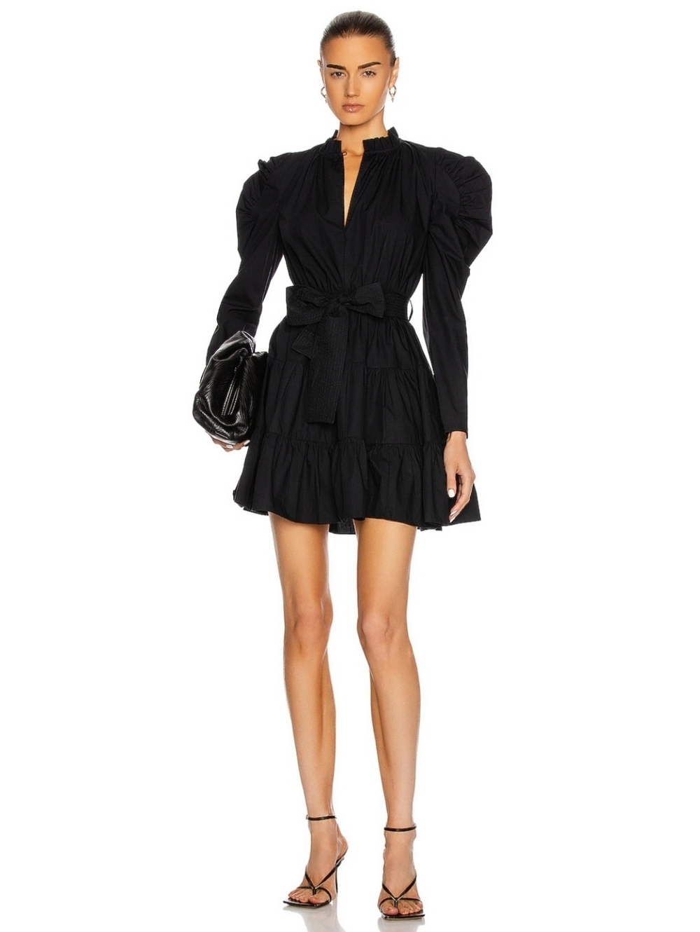 Ulla Johnson Naima Puff Sleeve Tiered‎ Mini Dress Size 2 Missing Original Belt